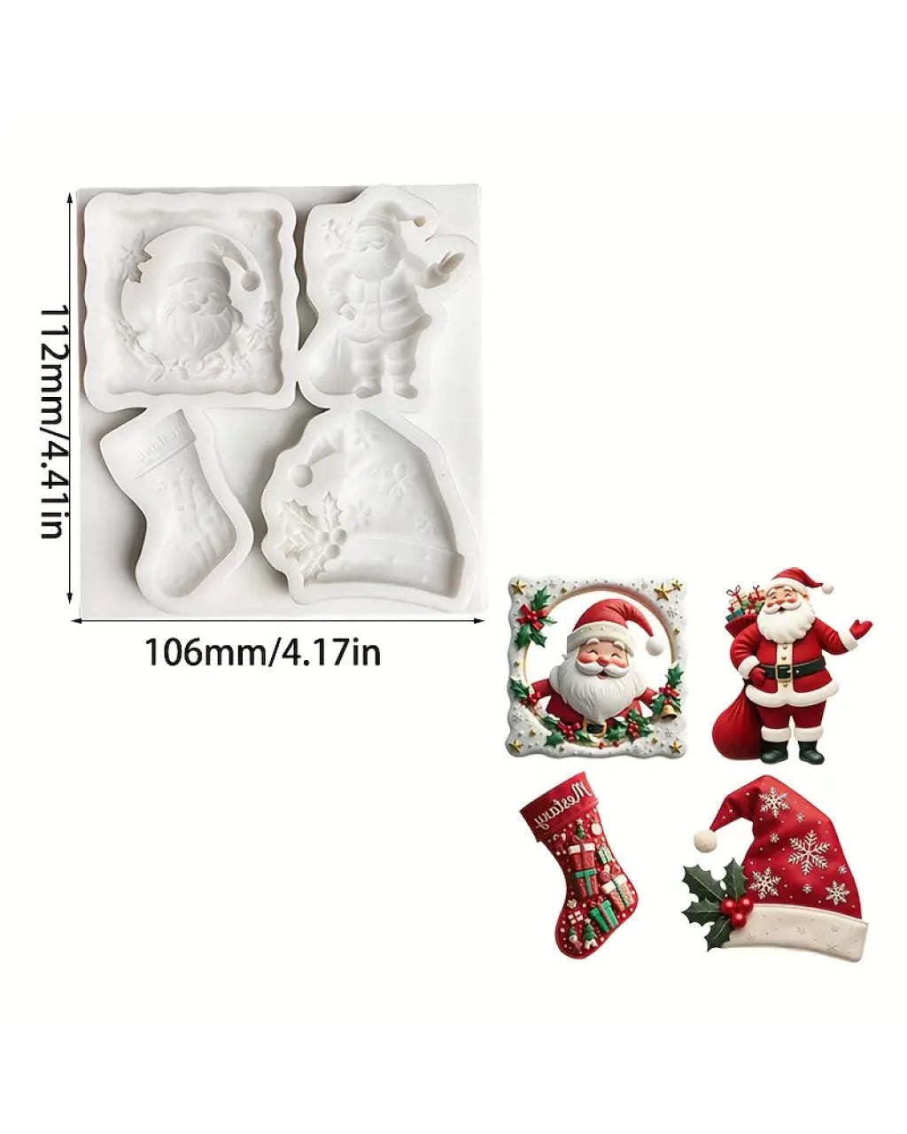 YY5940 4 Lü Noel Temalı Silikon Kalıp YY5940 4 Lü Noel Temalı Silikon Kalıp